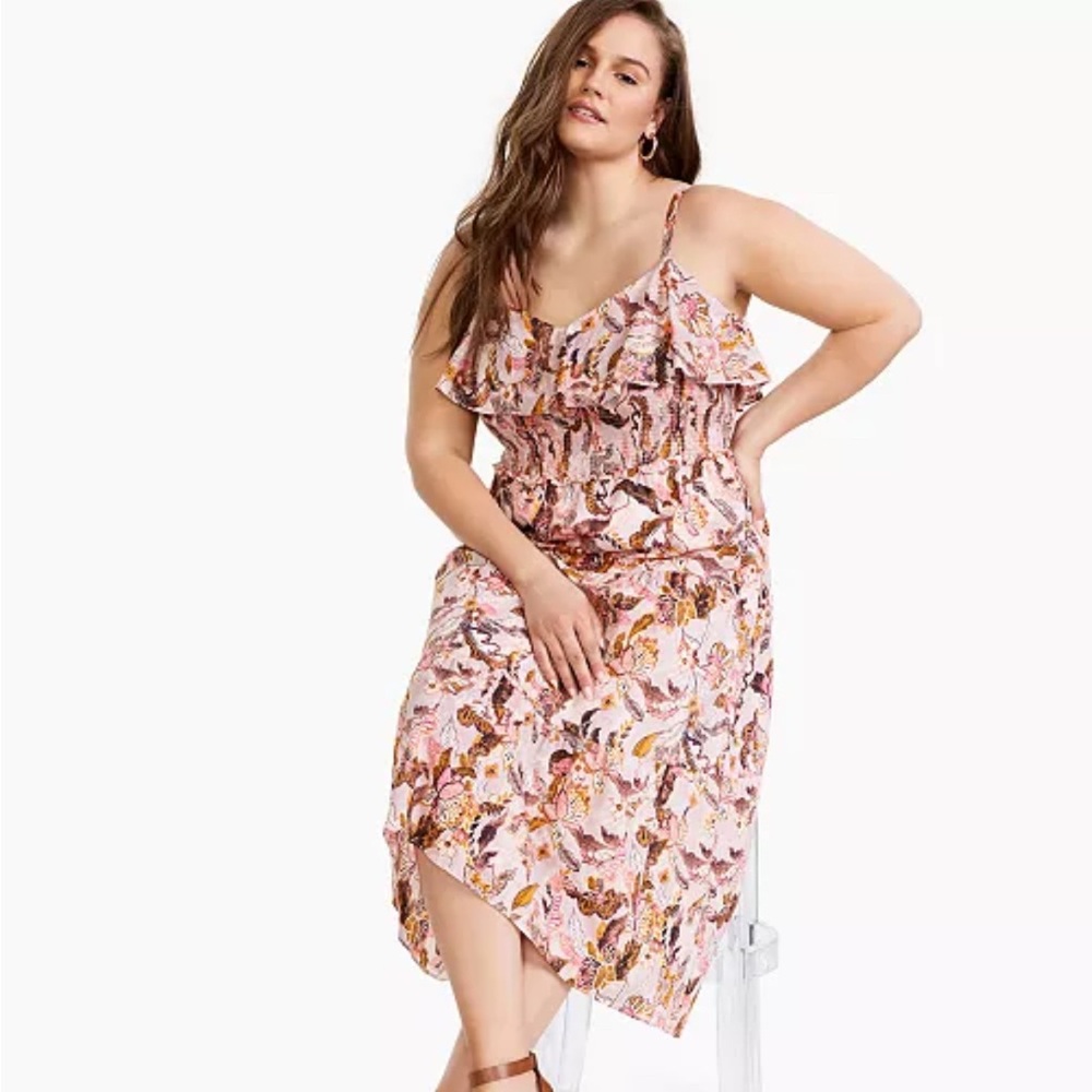 INC | Smocked Ruffled Dress
